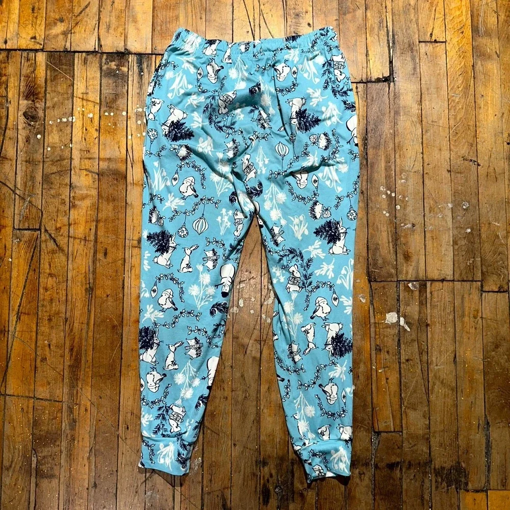 Cuddl Duds Sleep Pants Womens XS Blue Knit Drawstring‎ Graphic Print Comfort